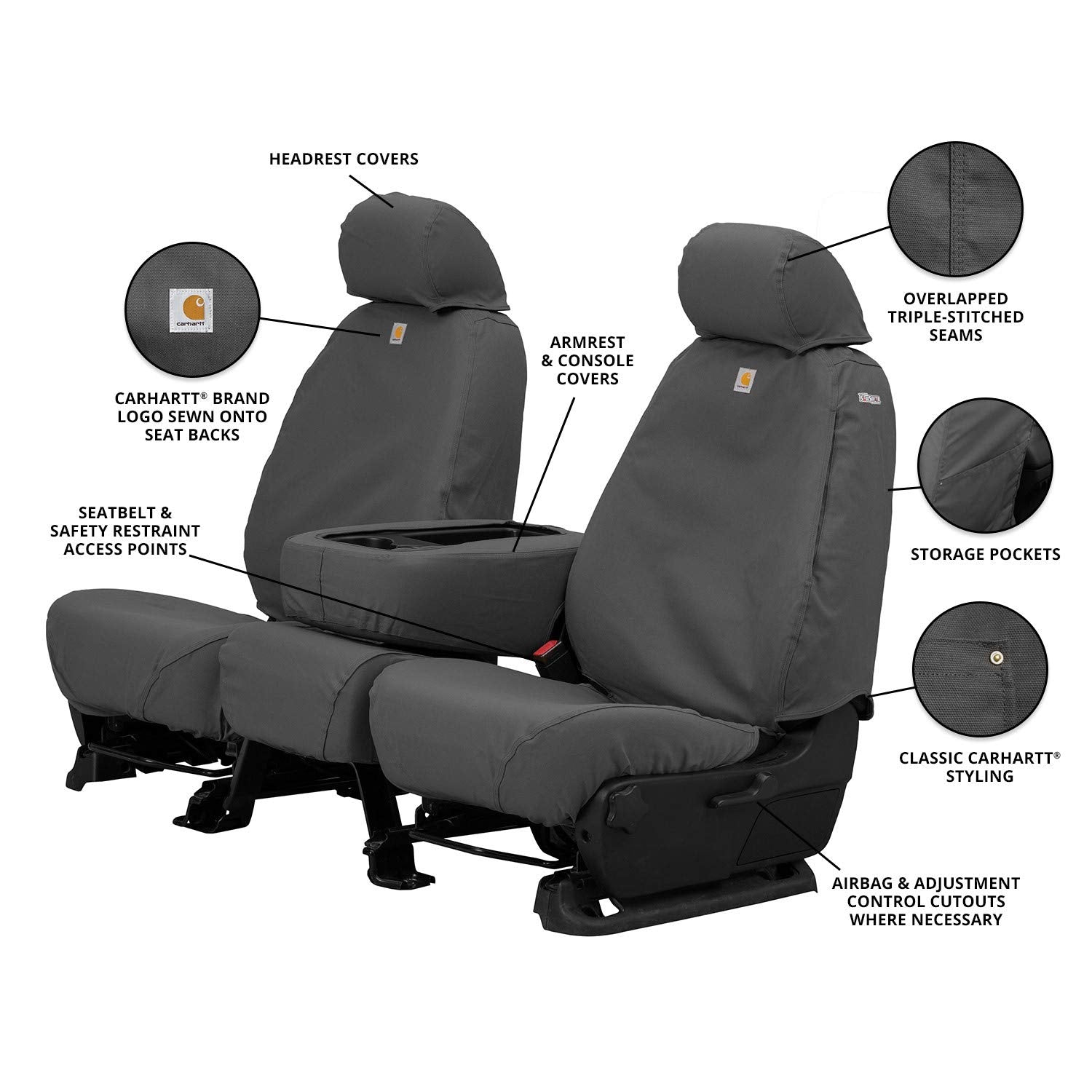 Covercraft Carhartt Seatsaver Front Row Custom Fit Seat Cover For Select Jeep Wrangler/Wrangler Jk Models - Duck Weave