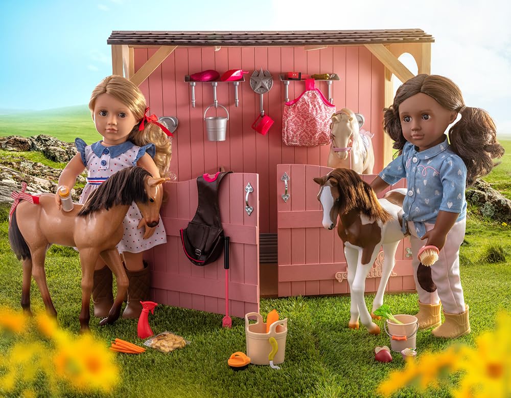 دمية فرس وفارس Our Generation Shelley & Buckskin Appaloosa – مقاس 18 بوصة للبنات من 3 سنوات فأكثر