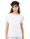 Splash Basic Solid Round-Neck Split Short Sleeves T-shirt For Women