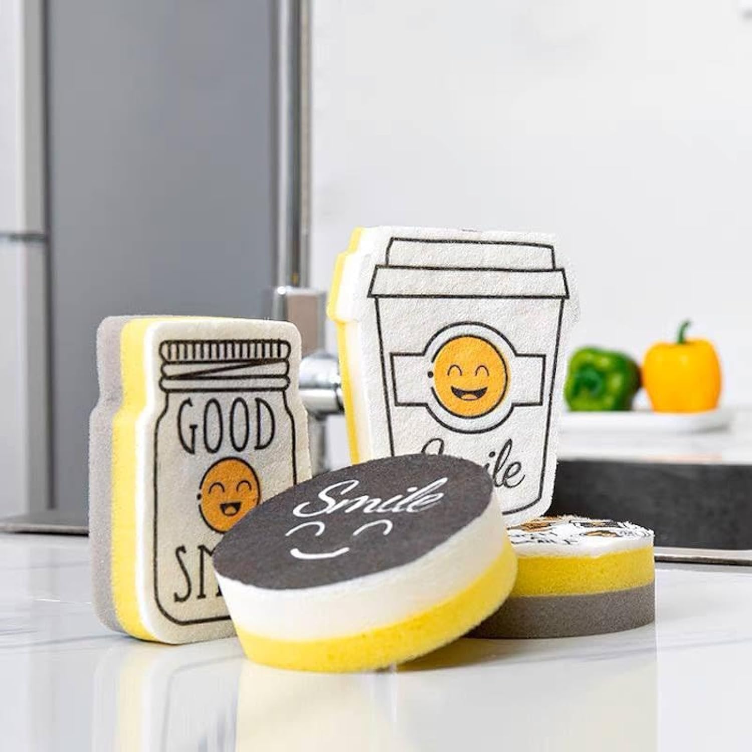 إسفنجات غسيل أطباق بأشكال جديدة ومميزة بتصميم خارجي يشبه السلك ولكنه ناعمة ولا يخدش الأسطح من متجر ايجل شوب (مجموعة من 4 أشكال فقط)