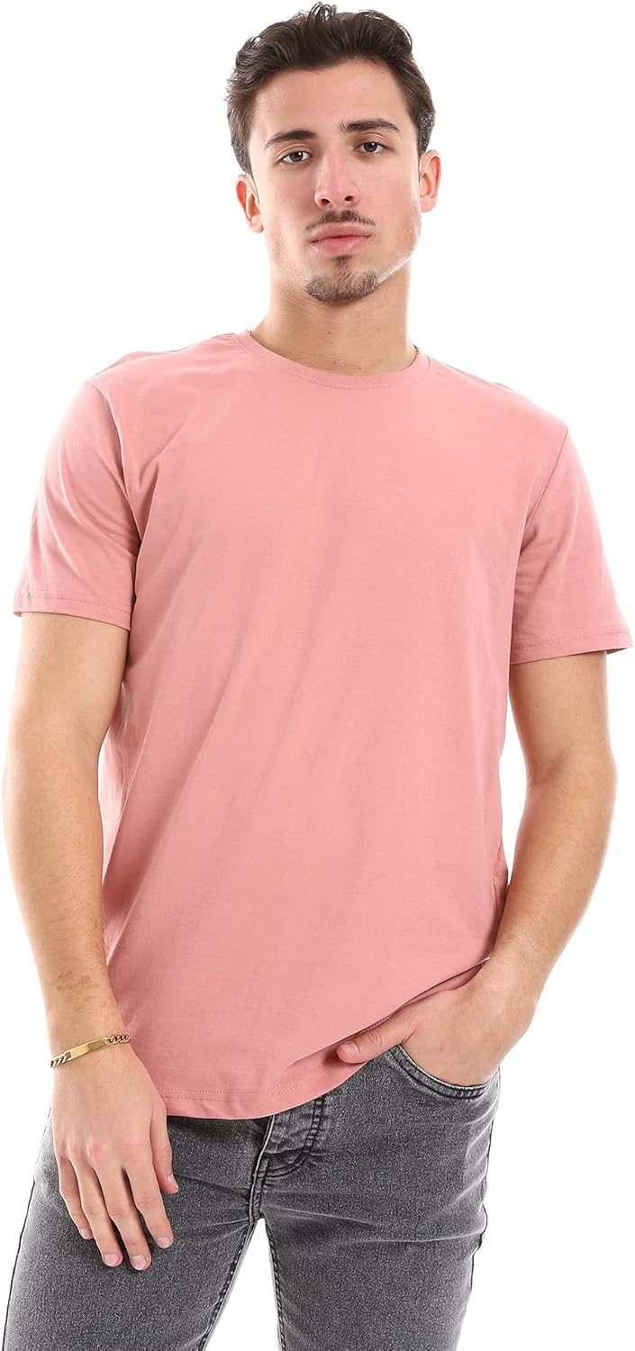 Ravin Men's Ribbed Crew Neck Solid Basic Cotton T-Shirt