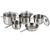 Vinod Tuscany Stainless Steel Cookware Set, 8 Pcs|Saucepan (14 cm/1.3 Litre), 3 Cassseroles (14cm,16cm & 18cm/1.3,2 & 2.8 L) Frypan (18cm) & 3 glass lids, SAS Bottom, Induction and Gas Stove Friendly
