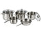 Vinod Tuscany Stainless Steel Cookware Set, 8 Pcs|Saucepan (14 cm/1.3 Litre), 3 Cassseroles (14cm,16cm & 18cm/1.3,2 & 2.8 L) Frypan (18cm) & 3 glass lids, SAS Bottom, Induction and Gas Stove Friendly