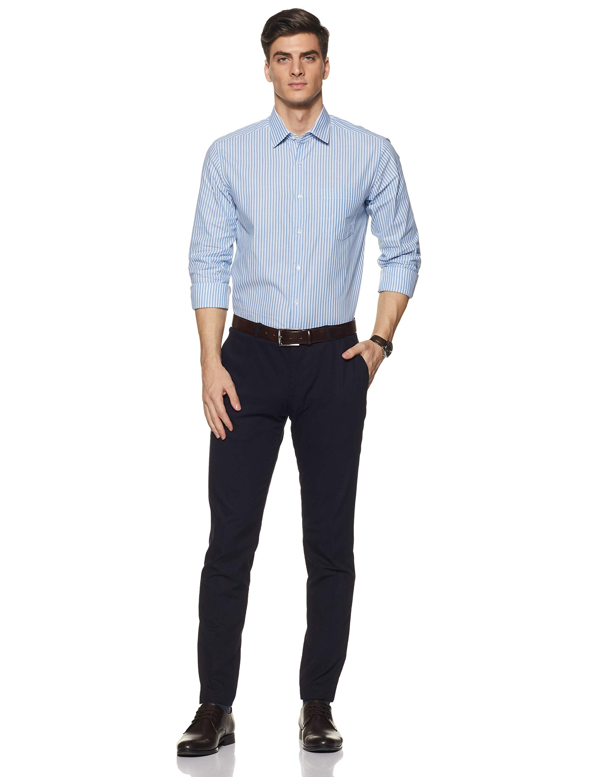 Diverse Men's Striped Regular Fit Cotton Formal Shirt