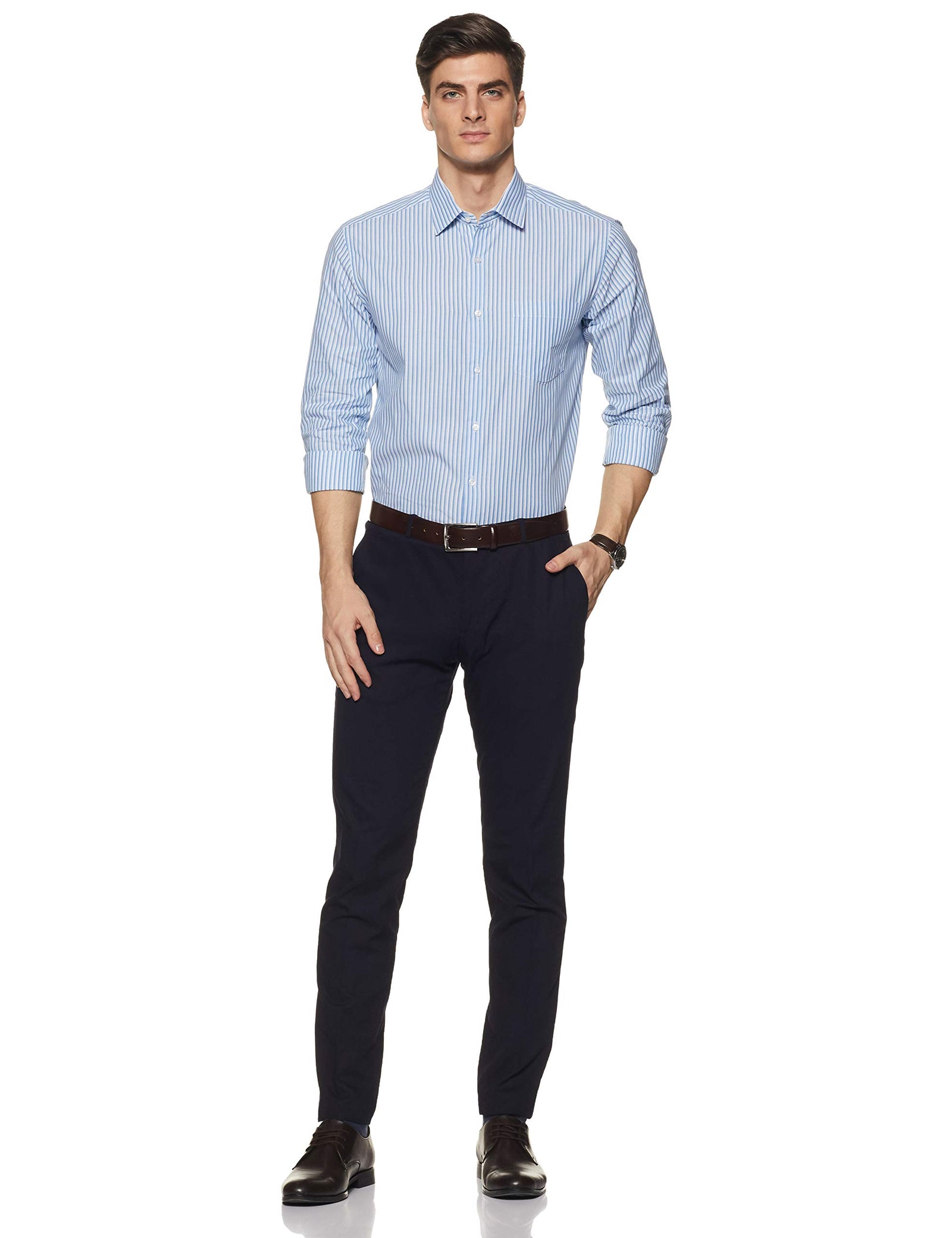 Diverse Men's Striped Regular Fit Cotton Formal Shirt