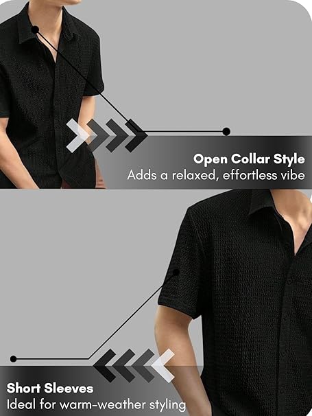 GRECIILOOKS Men Button-Down Shirt Black Casual Formal Top – Safqqa Egypt
