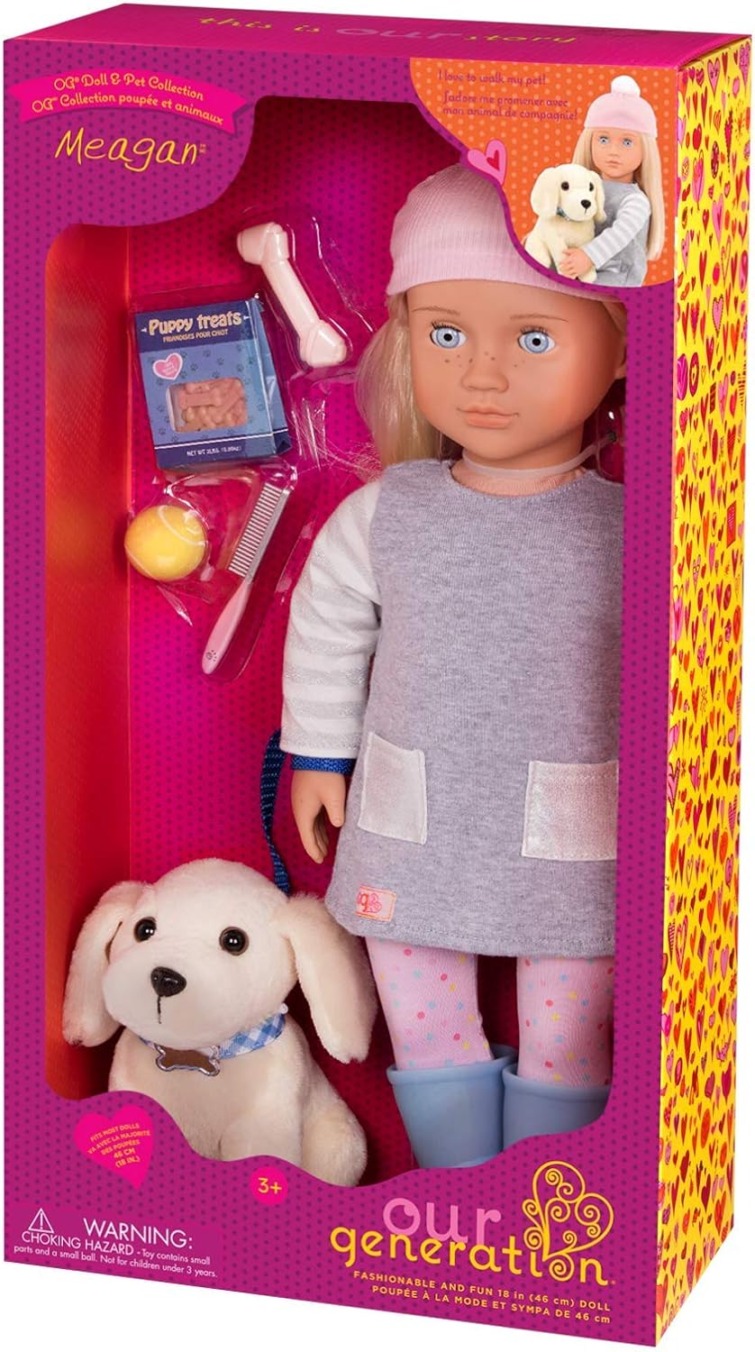 Our Generation Kids Meagan Play Doll with Pet and Accessory Set - 18-inch/46 cm Doll