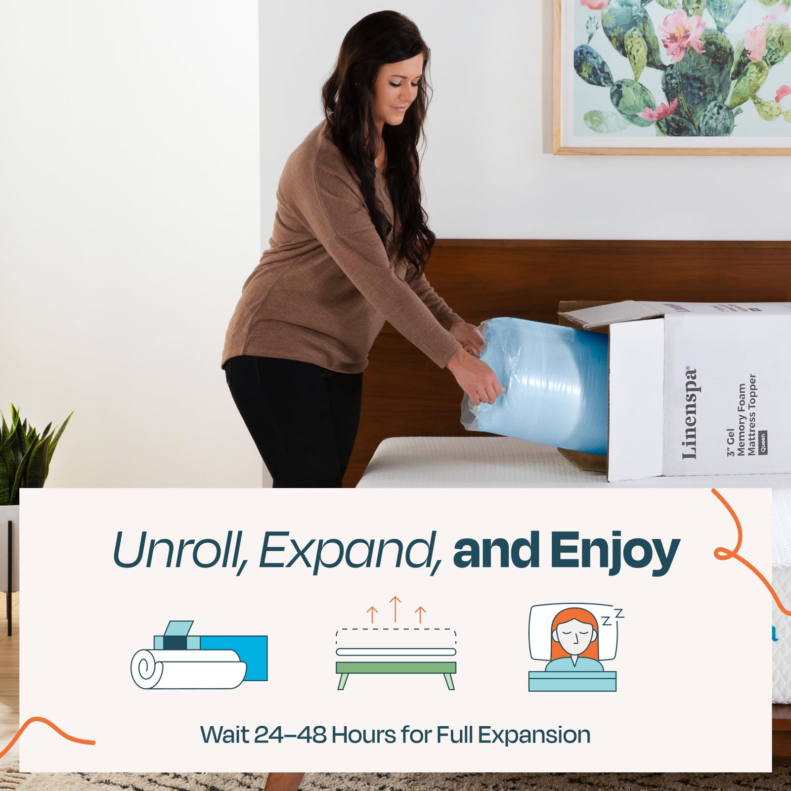 Linenspa Foam Mattress Topper - 5cm / 2 inch thick - with Zippered Cover