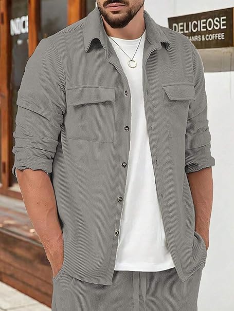 Lymio Men Casual Shirt Grey Comfortable Everyday Wear – Safqqa Egypt