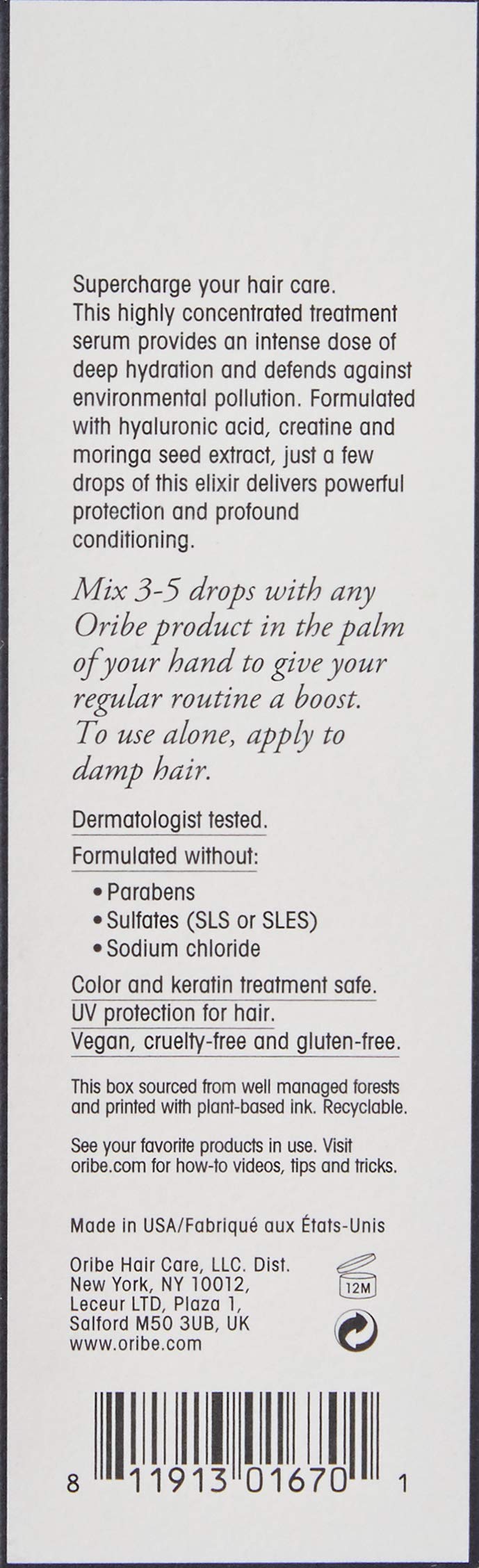 معزز الترطيب ومضاد للتلوث من Oribe مع مركب حمض الهيالورونيك بنسبة 2% ومكافحة التلوث هو علاج مركز مصمم لإنعاش البشرة وحمايتها