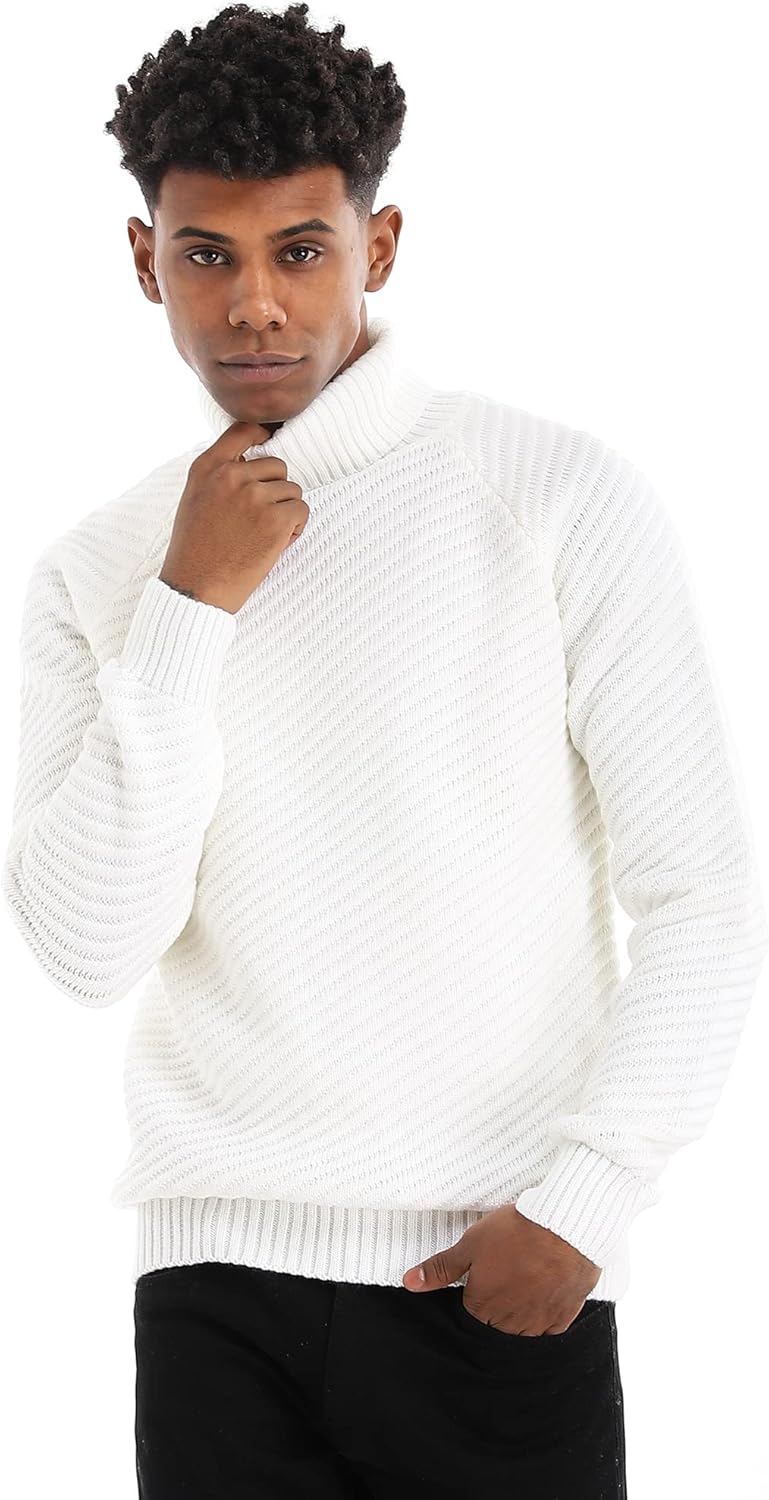 Ravin Men's Diagonal Ribbed Turtleneck Pullover Sweater