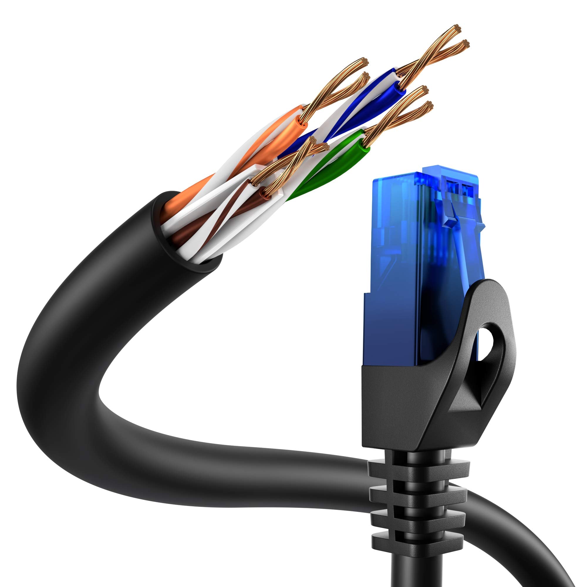 كابل إيثرنت KabelDirekt، التصحيح والشبكة (ينقل سرعة إنترنت جيجابت، مثالي لشبكات/شبكات LAN بسرعة 1 جيجابت في الثانية، وأجهزة التوجيه، وأجهزة المودم، والمفاتيح، ومقبس RJ45) أسود/أزرق، حزمة من 10 كابلات، 0.5 متر