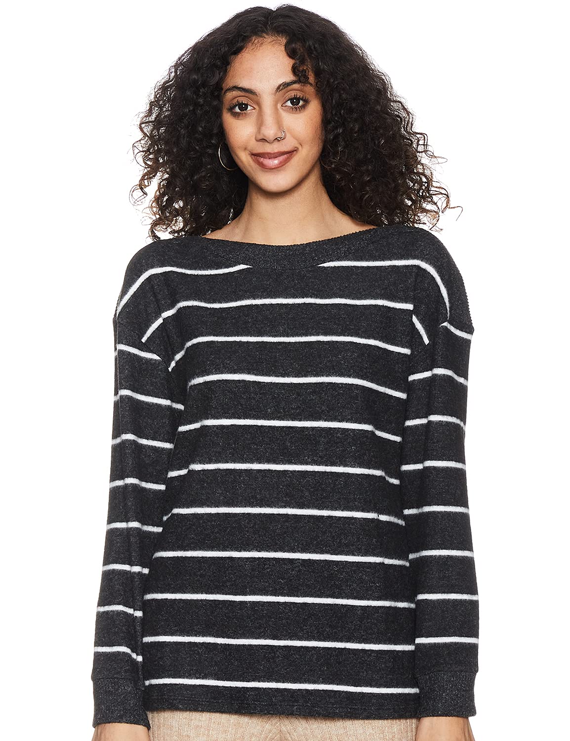 Matalan Women’s Striped Long Sleeve Boat Neck Pullover