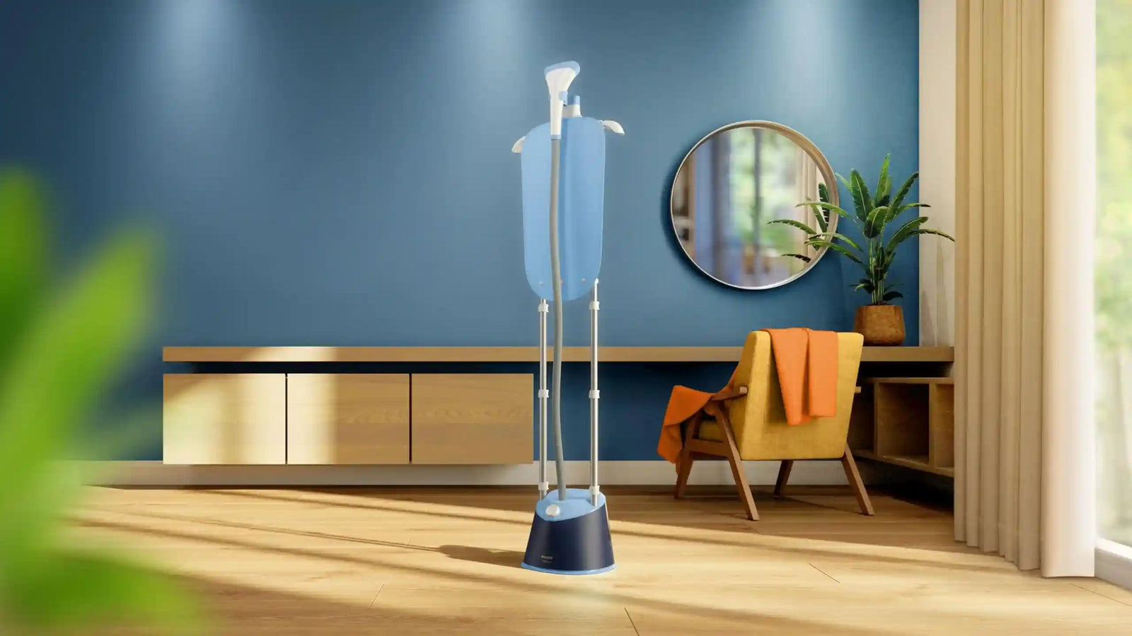 Philips Garment Steamer 1000 Series - 1800W, 1.8L Detachable Tank, 3 Steam Setting, 36 g/min, Integrated Stylemat, Deep Azur - STE1030/26 - Safqqa Egypt