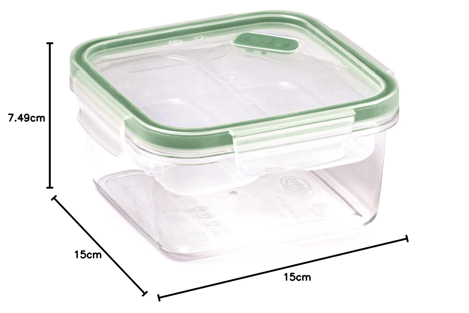 علبة الغداء المربعة من سنيبس بسعة 0.8 لتر. مصنوعة في إيطاليا من بلاستيك معاد تدويره وصديق للبيئة، وتتميز بتصميم يحافظ على الطعام طازجًا وآمنًا. تحتوي على غطاء محكم الإغلاق لمنع التسرب