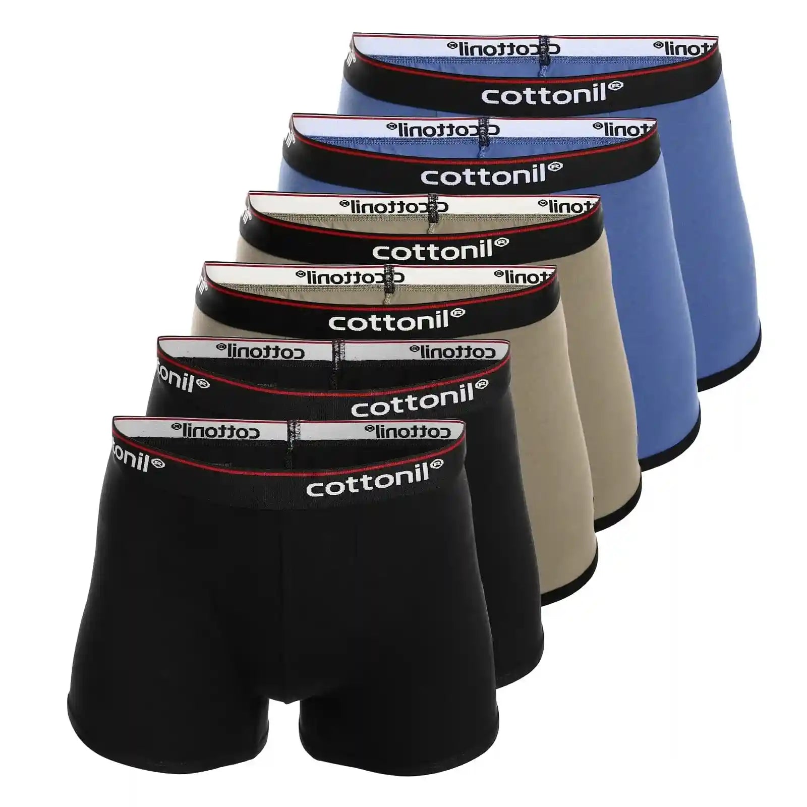 Cottonil Mens Set of 6 Everyday Boxer Shorts (pack of 6) - Safqqa Egypt