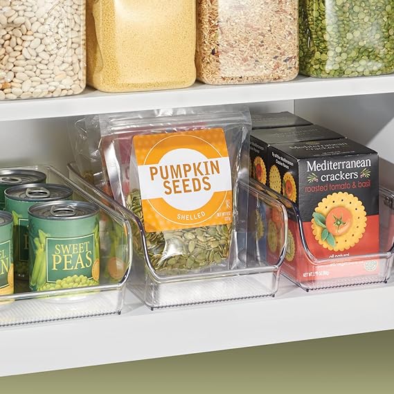iDesign Linus Plastic Can Organizer with Lid – Clear Medium Fridge & Pantry Storage