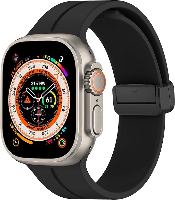 سوار سيليكون رياضي مغناطيسي لساعة Apple Watch Ultra مقاس 49 مم لون أسود – Safqqa Egypt