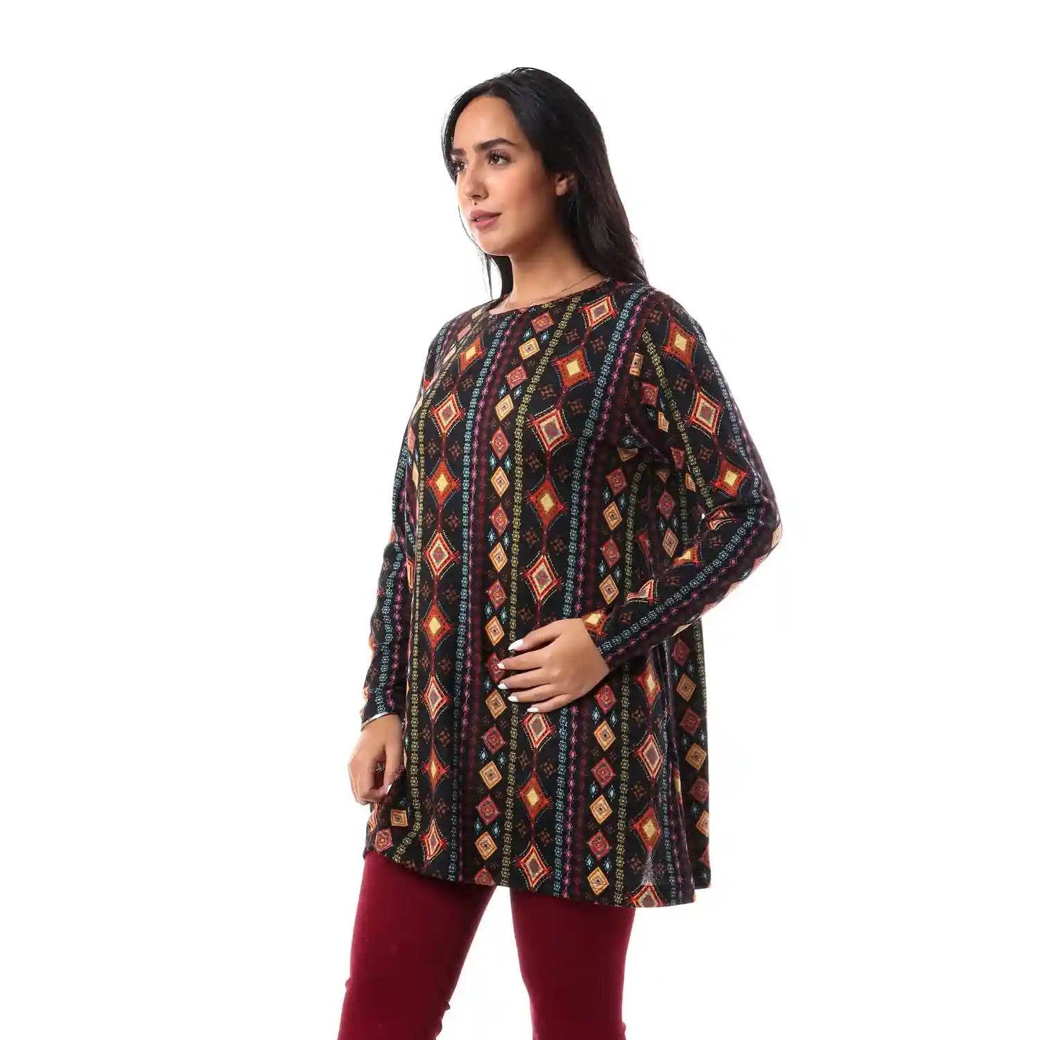 JAMILA Printed Long Sleeve Blouse For Women,Durable stitching for long-lasting wear