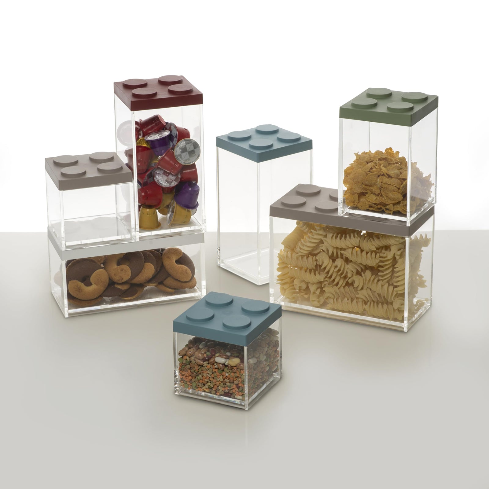 Omada Design Brickstore, Set of 2 Brick Containers of Different Sizes (1x 33.8 oz; 1x 50.7 oz)