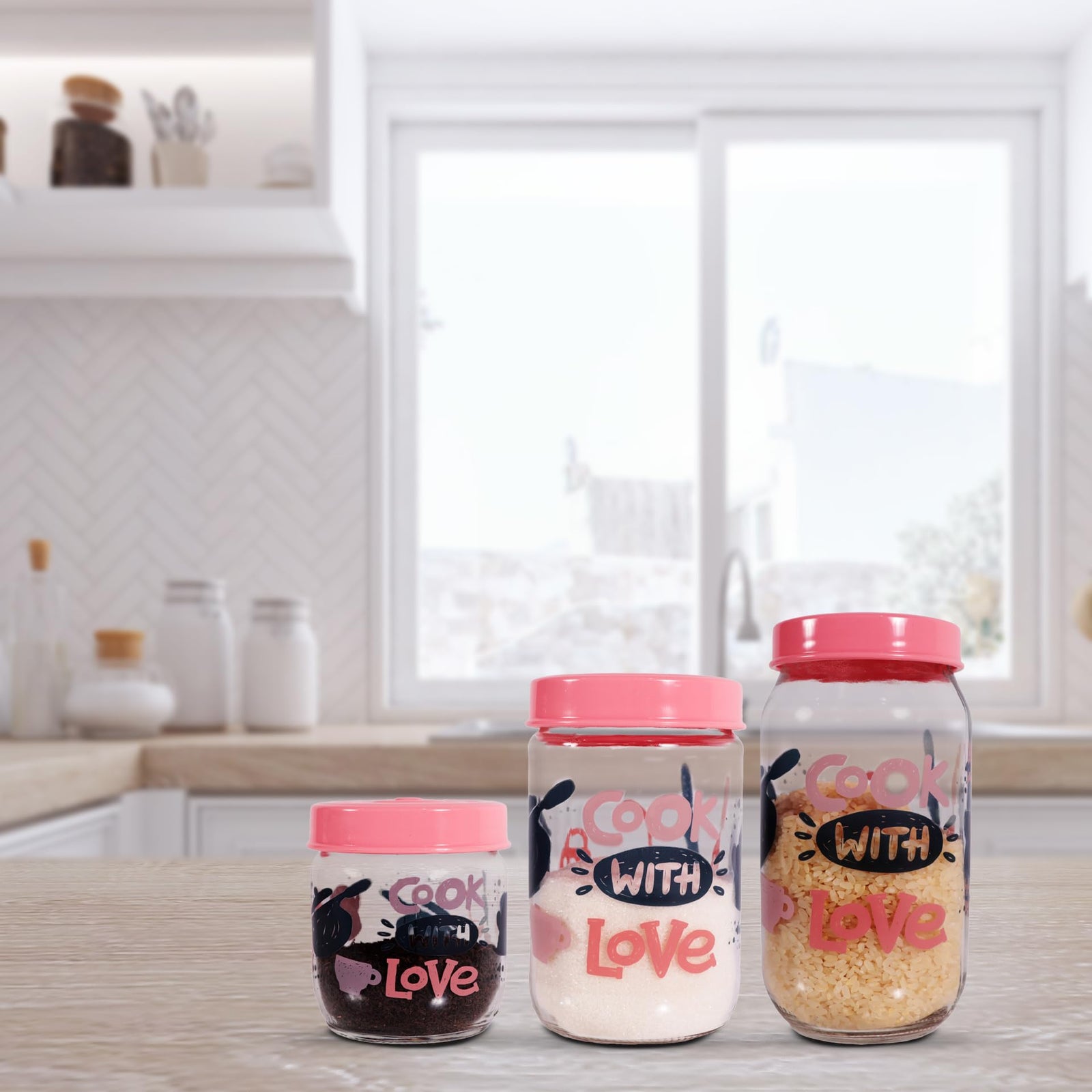 Herevin Decorated Canister Made From Durable, High-quality Materials, 3-Piece Set