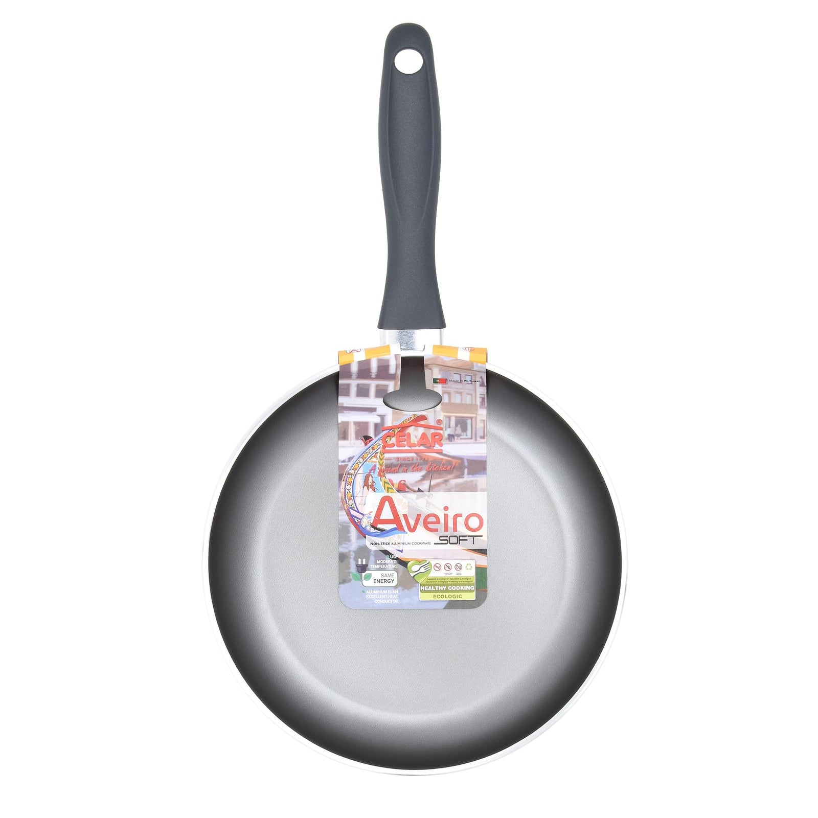 Celar Aveiro Aluminium Frypan, Soft Touch Bakelite Handle, 22 cm, Non-Stick, Beige, Made in Portugal