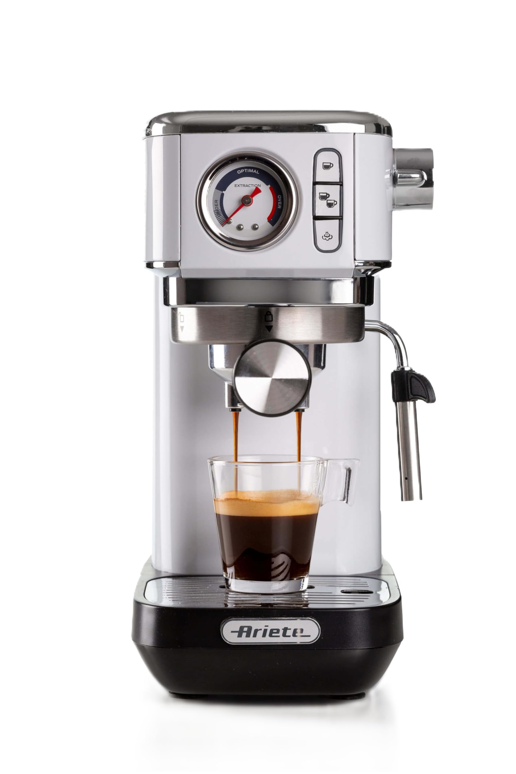 ماكينة قهوة Ariete بقوة 1300 واط مع مقياس ضغط – سعة 1.1 لتر، ضغط 15 بار، متوافقة مع بودات ESE وبود القهوة، جهاز كابتشينو،  – خدوش بسيطة
