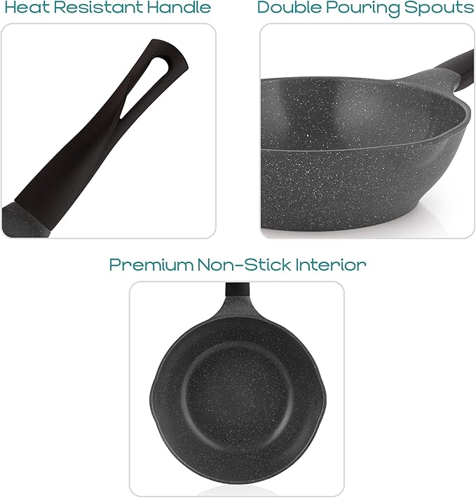 Master Granite Cookware Set 16 Pcs Grey Non-Stick Pots & Pans Set – Safqqa Egypt