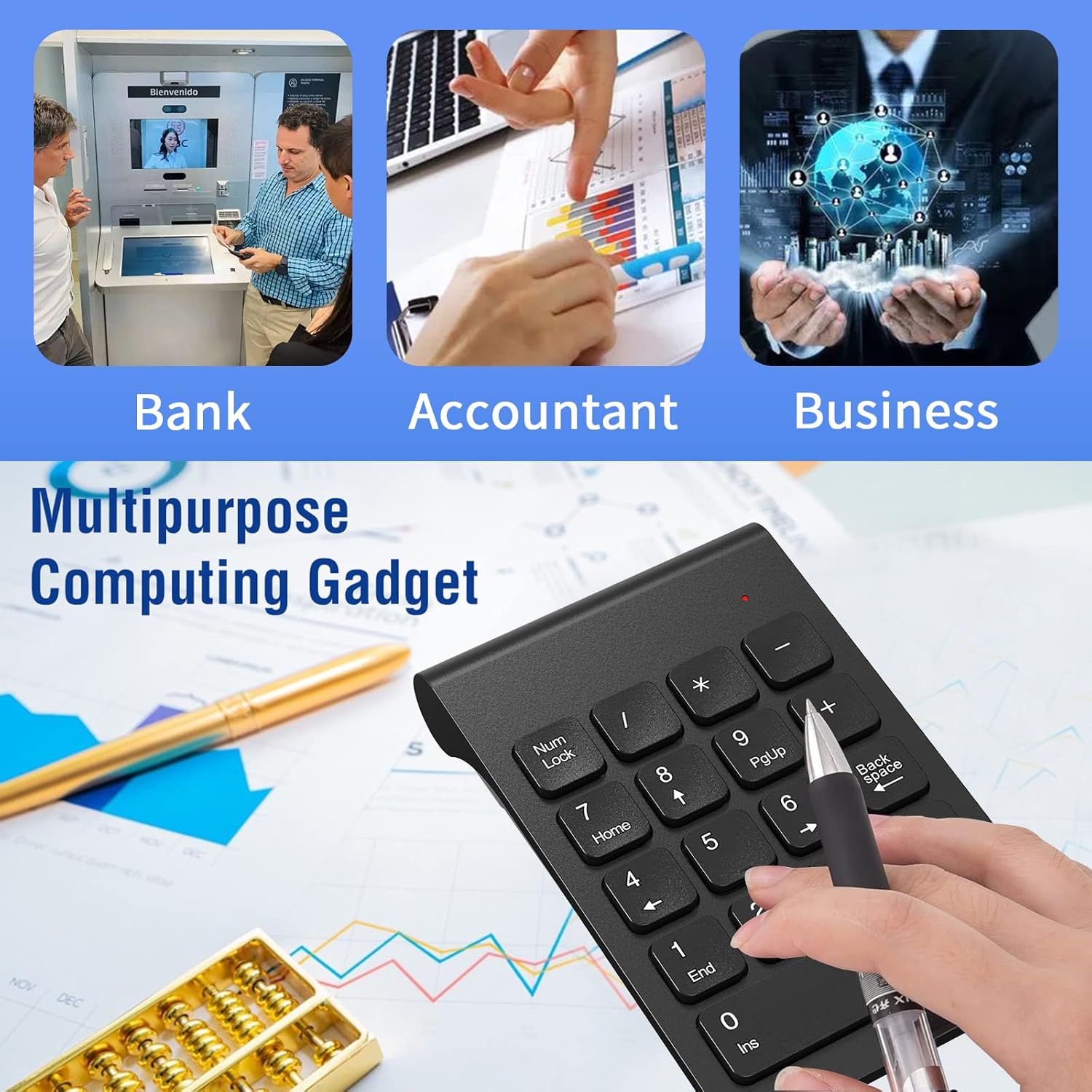2.4G Wireless Numeric Keypad – Slim, Silent & Ergonomic 18-Key Number Pad with USB Receiver - Safqqa Egypt