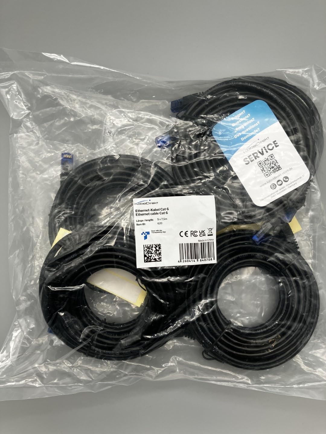 KabelDirekt Computer cable for high-speed internet transmission, pack of 5 cables, 7.5 meters – Safqqa Egypt