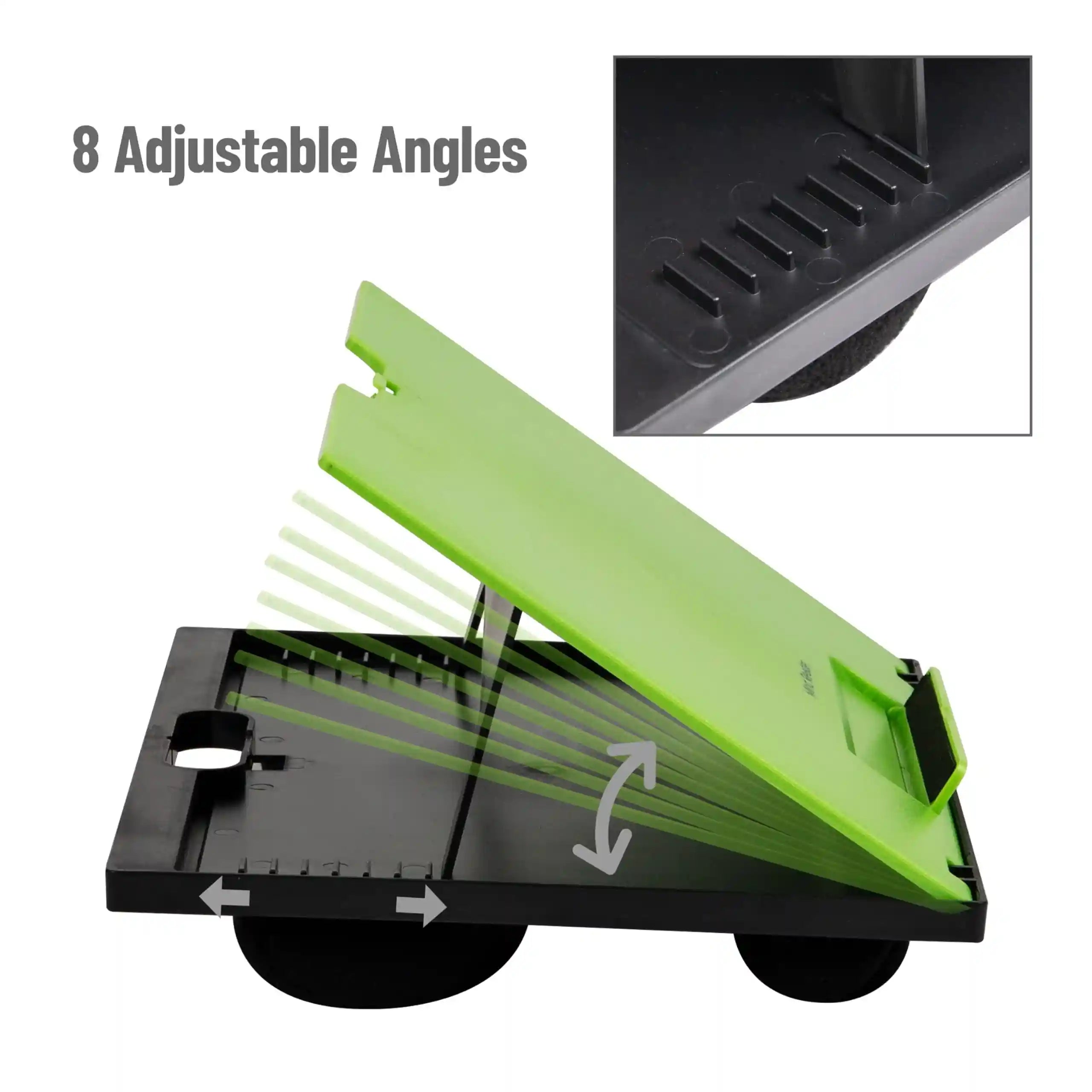 يوفر حامل مايند ريدر العلوي ذو 8 أوضاع  باللون الأخضر حلاً عمليًا متعدد الاستخدامات للراحة والإنتاجية. مناسب لأجهزة الكمبيوتر المحمول، الشاشات