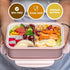 YumLock Boxes for Adults - 1400 ML Bento Lunch Box For Kids Childrens With Spoon and Fork - Durable, Leak-Proof for On-the-Go Meal, Transparent Cover - Reusable,3 Compartments Microwave Safe(Pink)