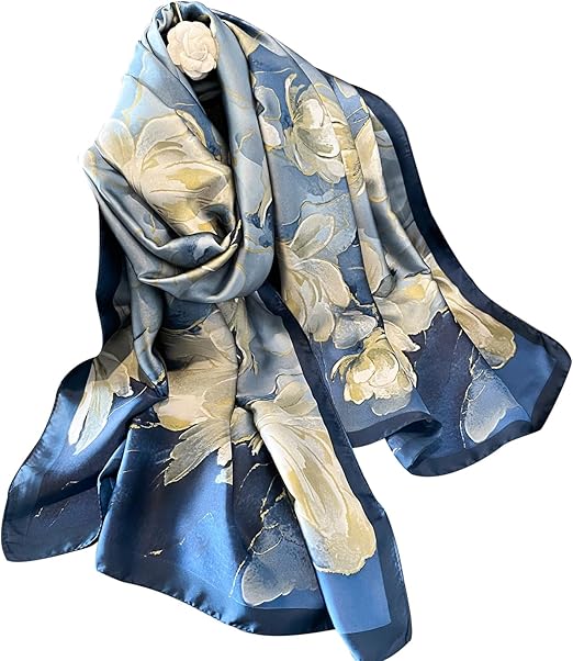NUWEERIR Women Mulberry Silk Scarf Long Satin Lightweight Fashion Wrap