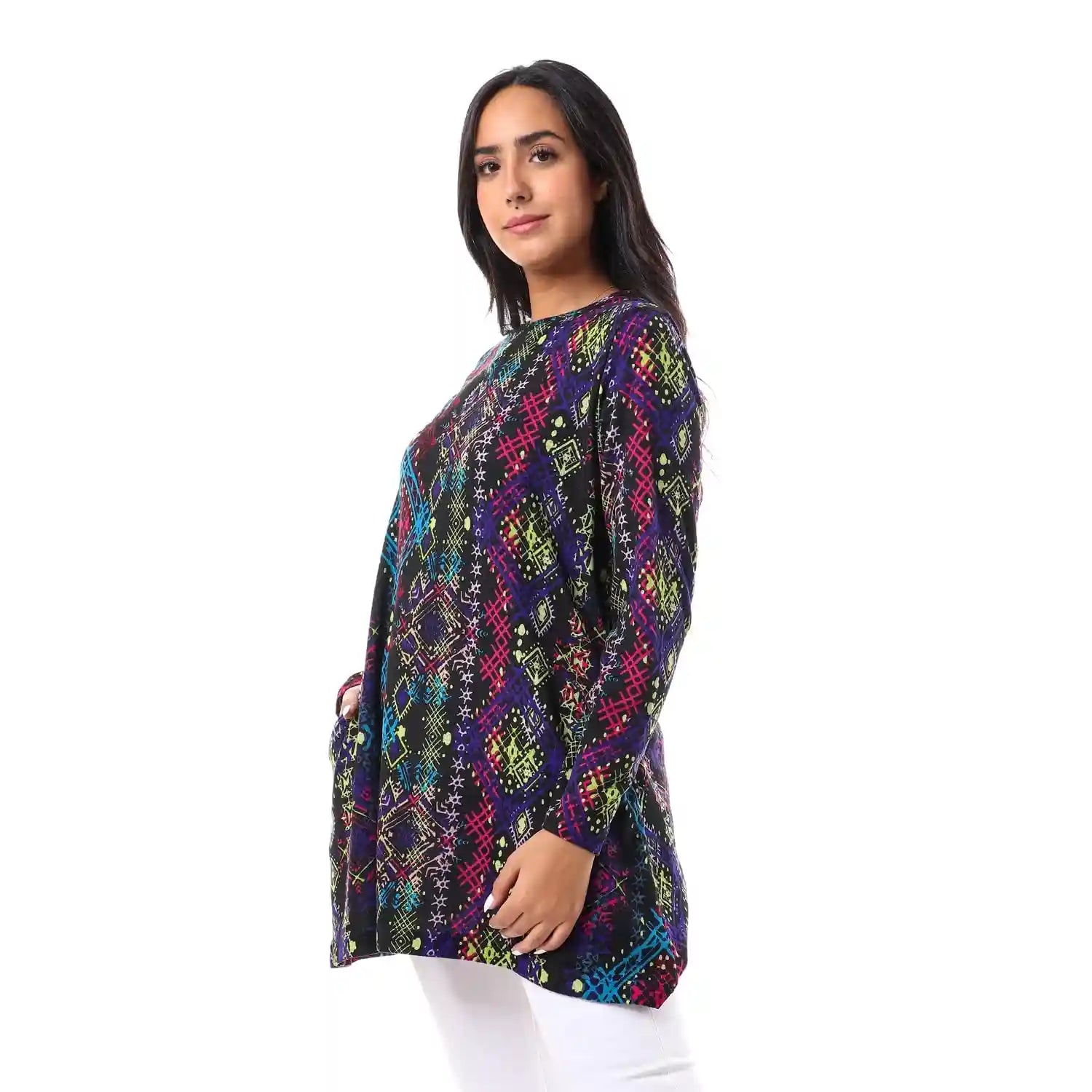 JAMILA Printed Long Sleeves Blouse For Women,Comfortable fit suitable for all-day wear.