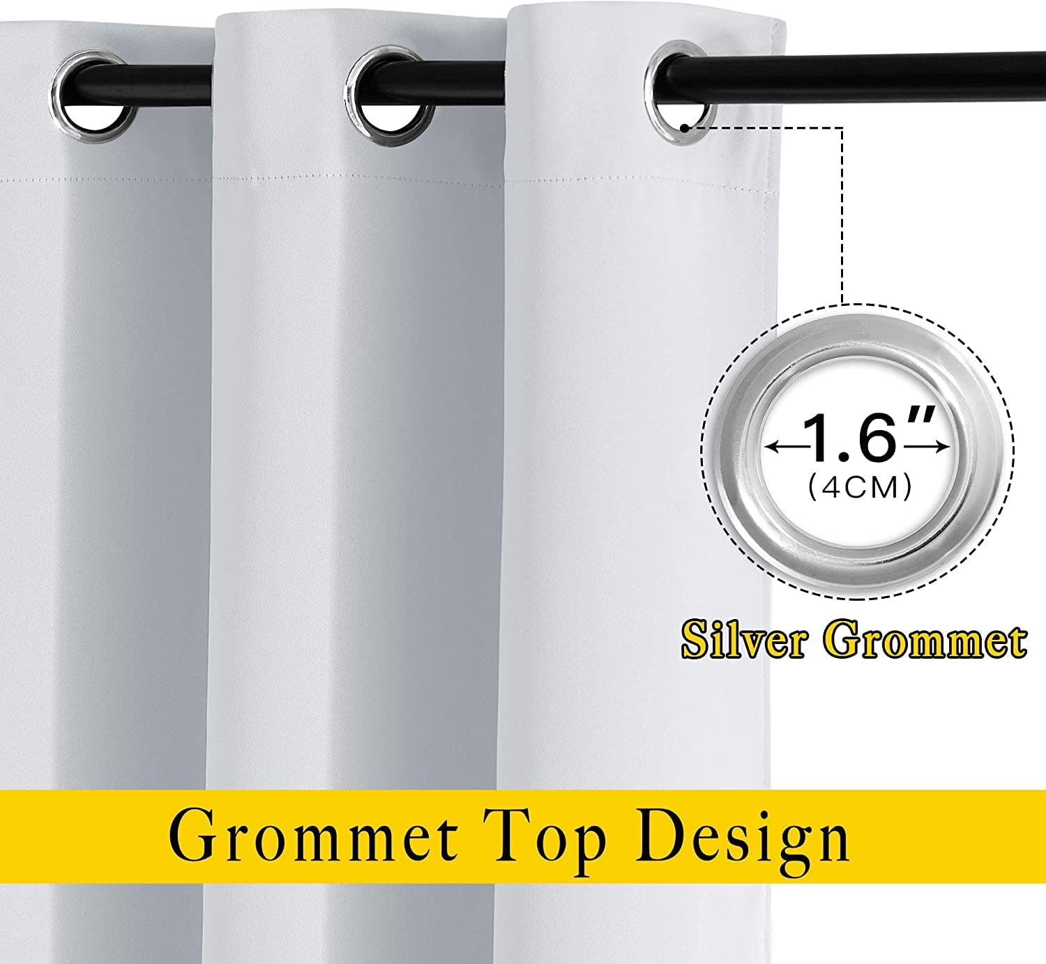 Cartela Thermal Insulated Blackout Curtains for Living Room/Bedroom (Silver, 140 x 260cm)