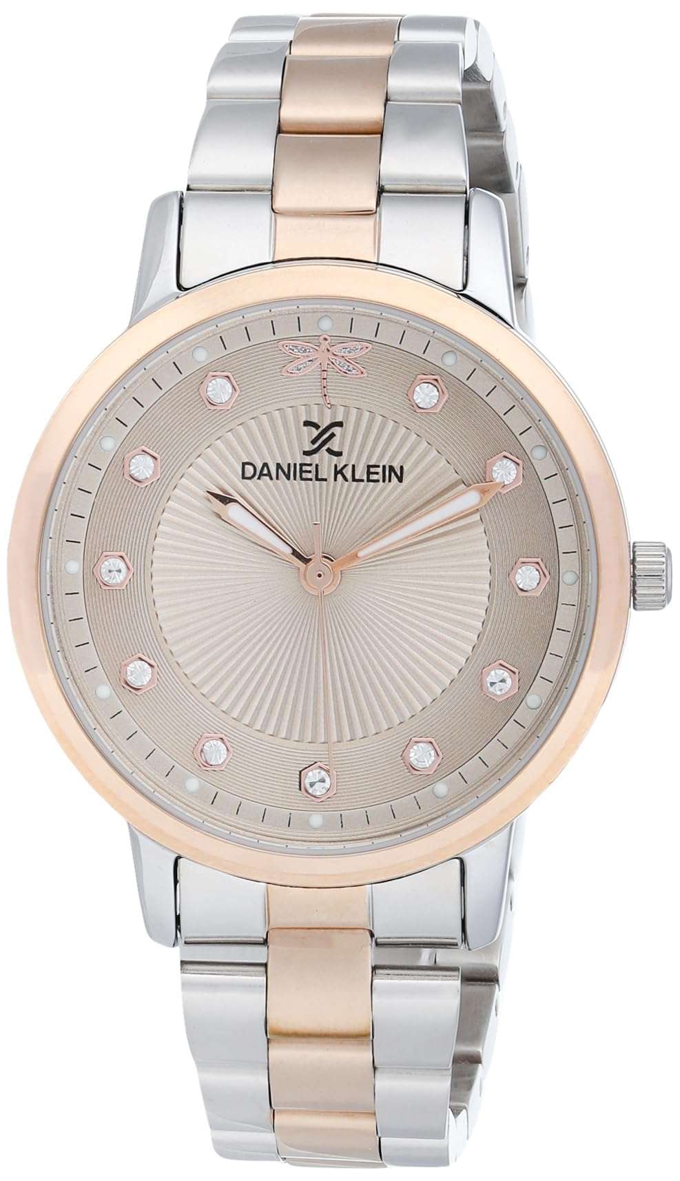 Daniel Klein Watch for Women , Quartz Movement, Analog Display, Silver and Rose Gold Metal Strap-DK.1.13285-4