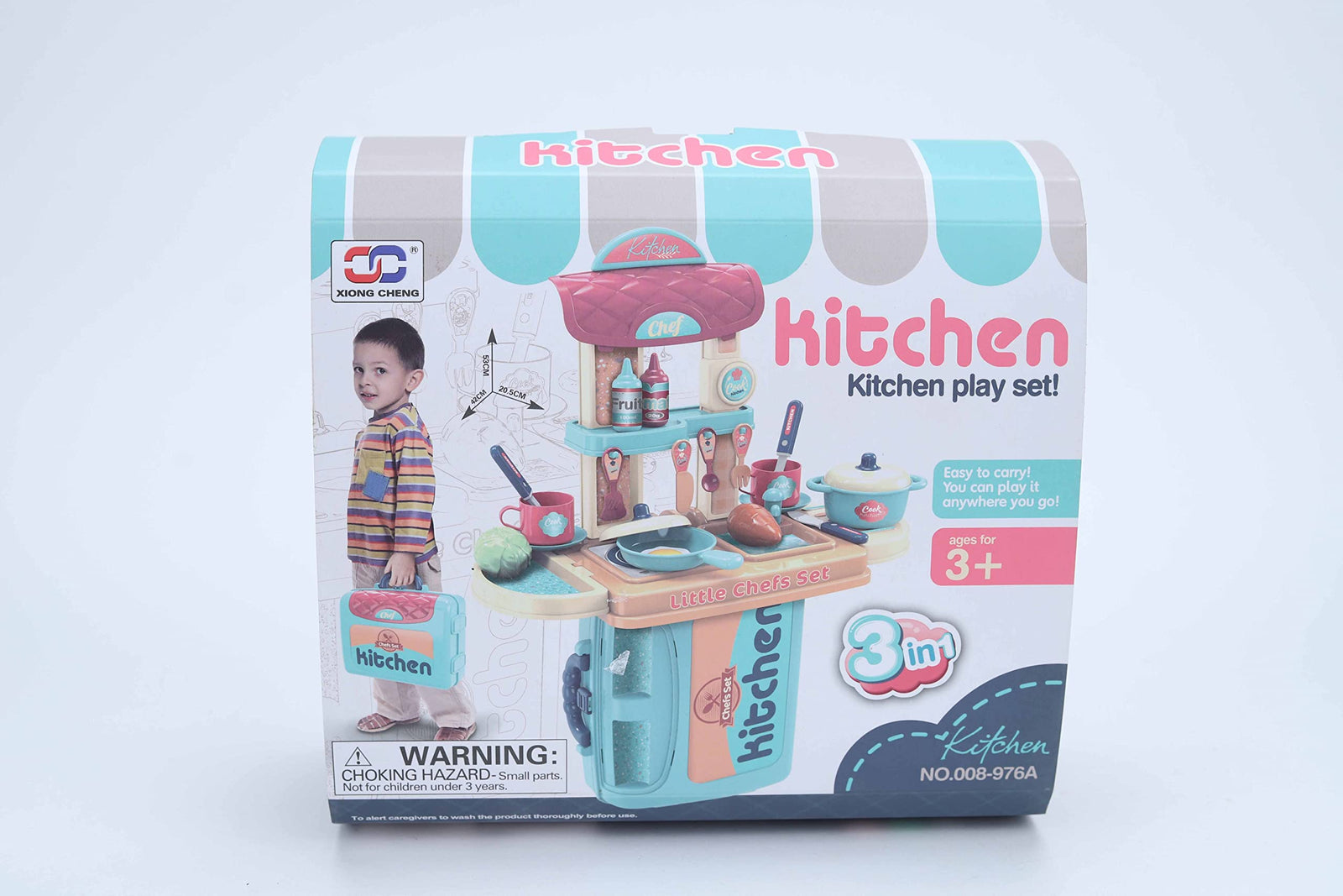 Pretend play 3 in 1 kids kitchen tools bag - cooking food play set - 21pcs