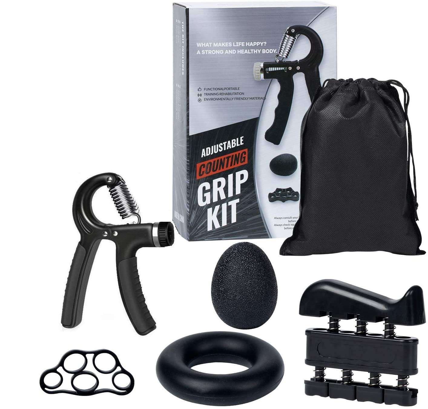 Serveuttam Hand Grip Strengthener, Strength Trainer with Finger Exerciser, Forearm Workout, Finger Stretcher, Stress Relief Ball (Combo Hand Grip) (Multicolour)
