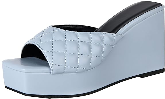 Pixi Women's Faux Leather Square-Toe Basket-Weave Wedge Sandals