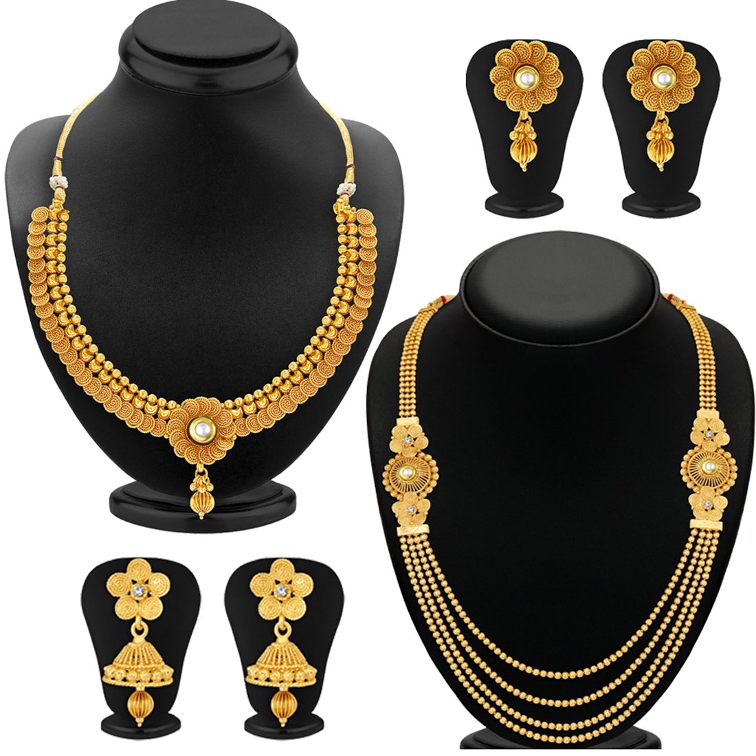 Sukkhi Jewellery Multi-String Necklace Set Combo For Women (Cb73383) – Safqqa Egypt