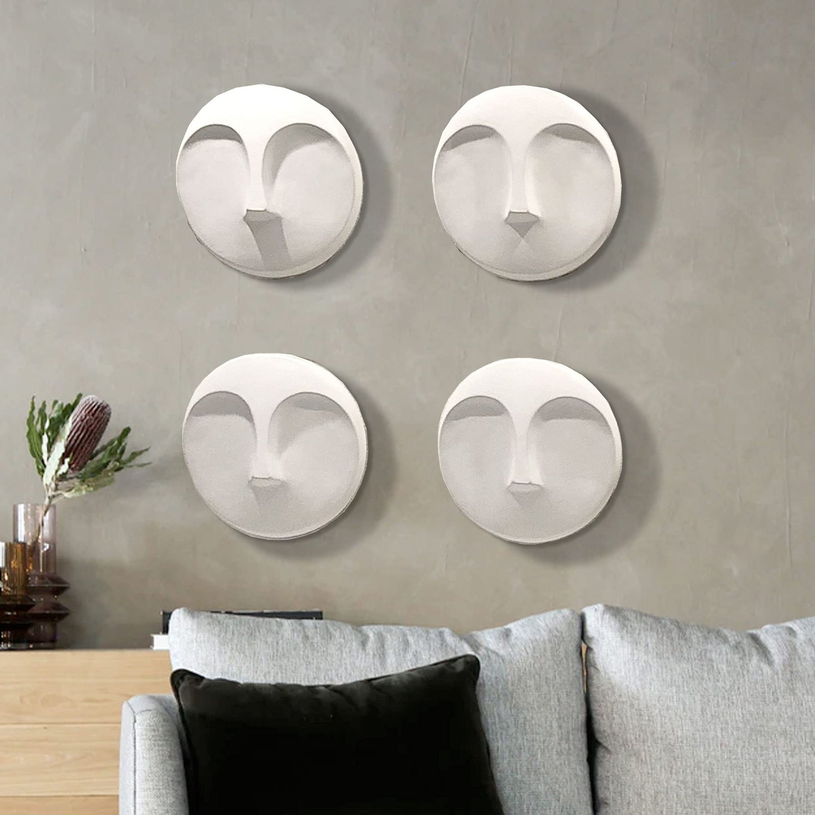 Howard Elliott Artistic Face Wall Sculpture – Round Hanging Decor-Open Box - Safqqa