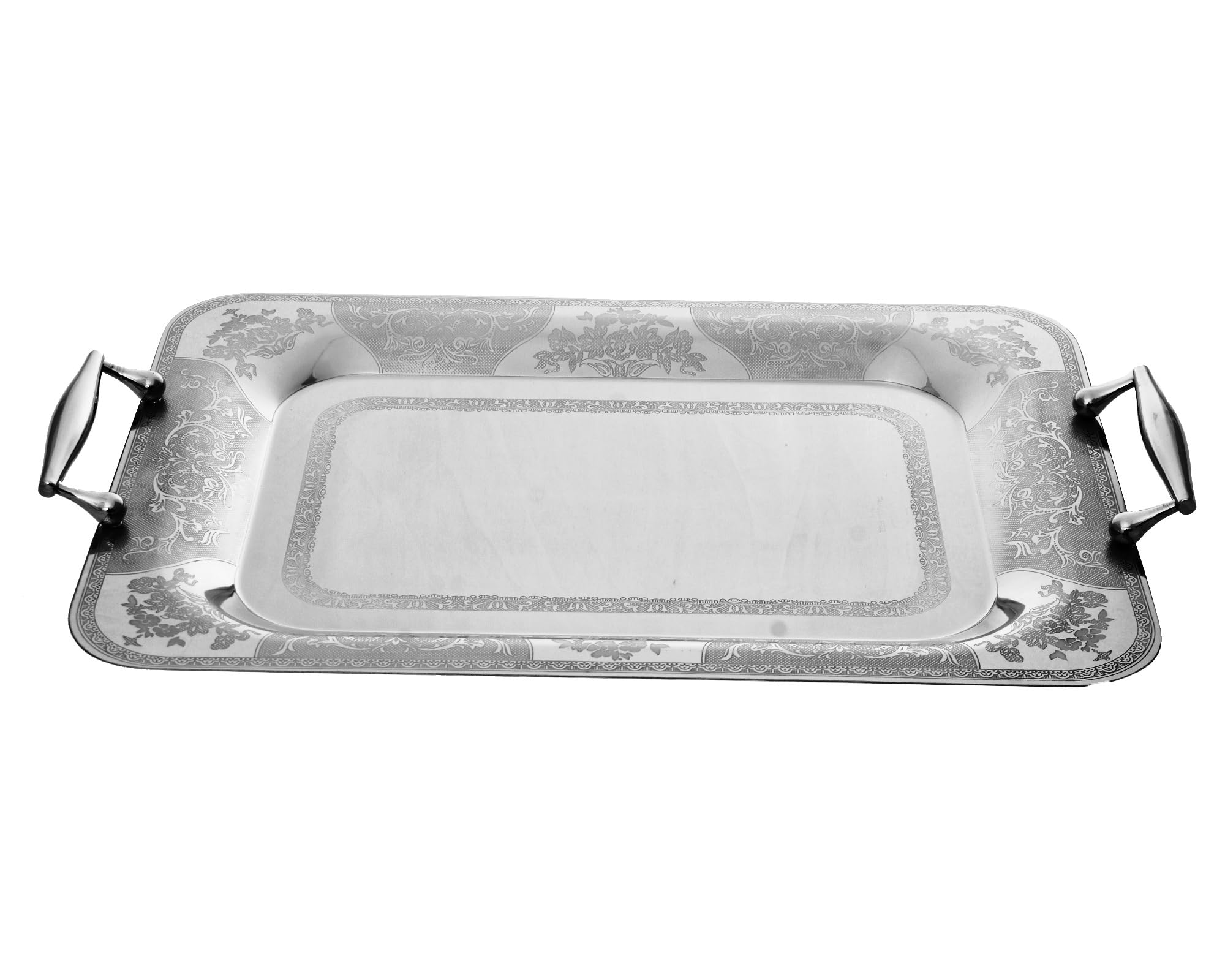 Jazz 3-Piece Stainless Steel Tray Set 18/10, Rectangular (29×41 + 34×46 + 37×51 cm) – Silver | Premium Quality with Slightly Damaged Box