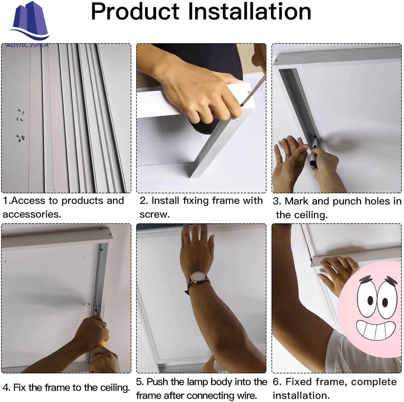 Royal Apex Aluminium Surface Mount Ceiling Frame Bracket Kit for LED Flat Panel & Drop Ceiling Lights