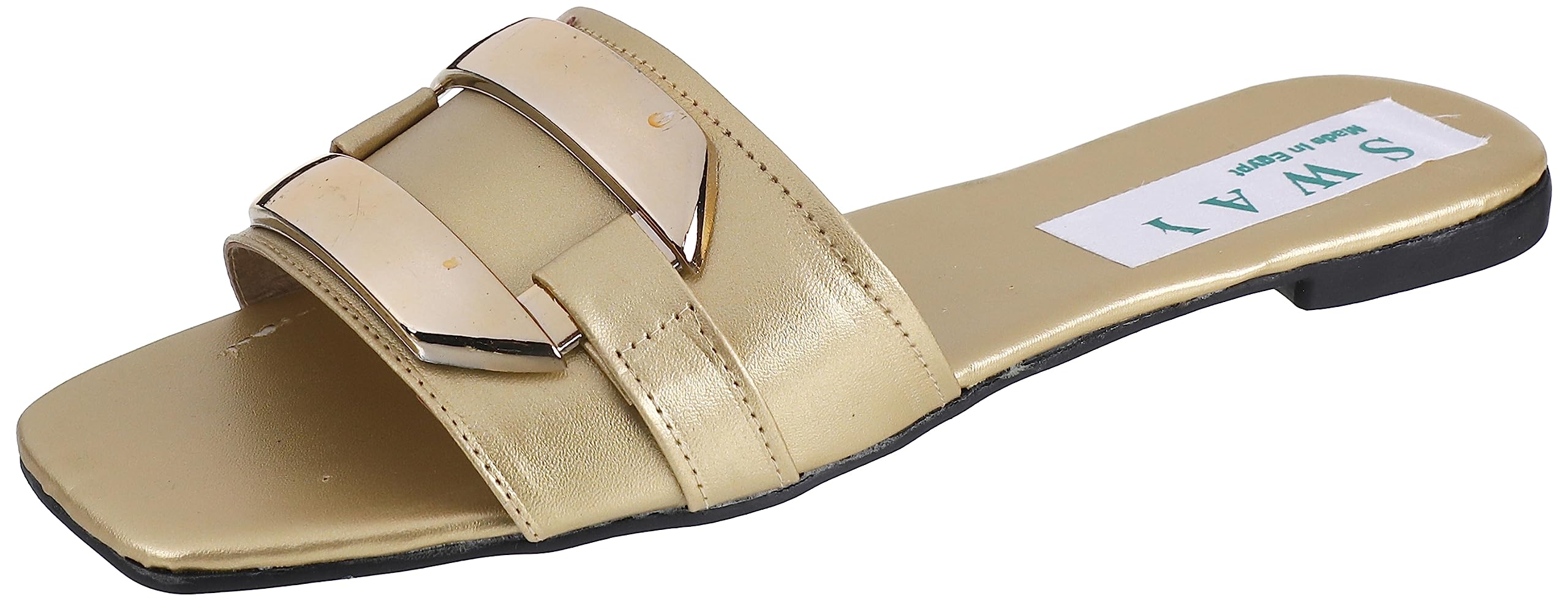 SWAY Flat spongy cushioned insole for amazing comfort and soft faux leather upper with a simple sylish ornament For Women, - Safqqa