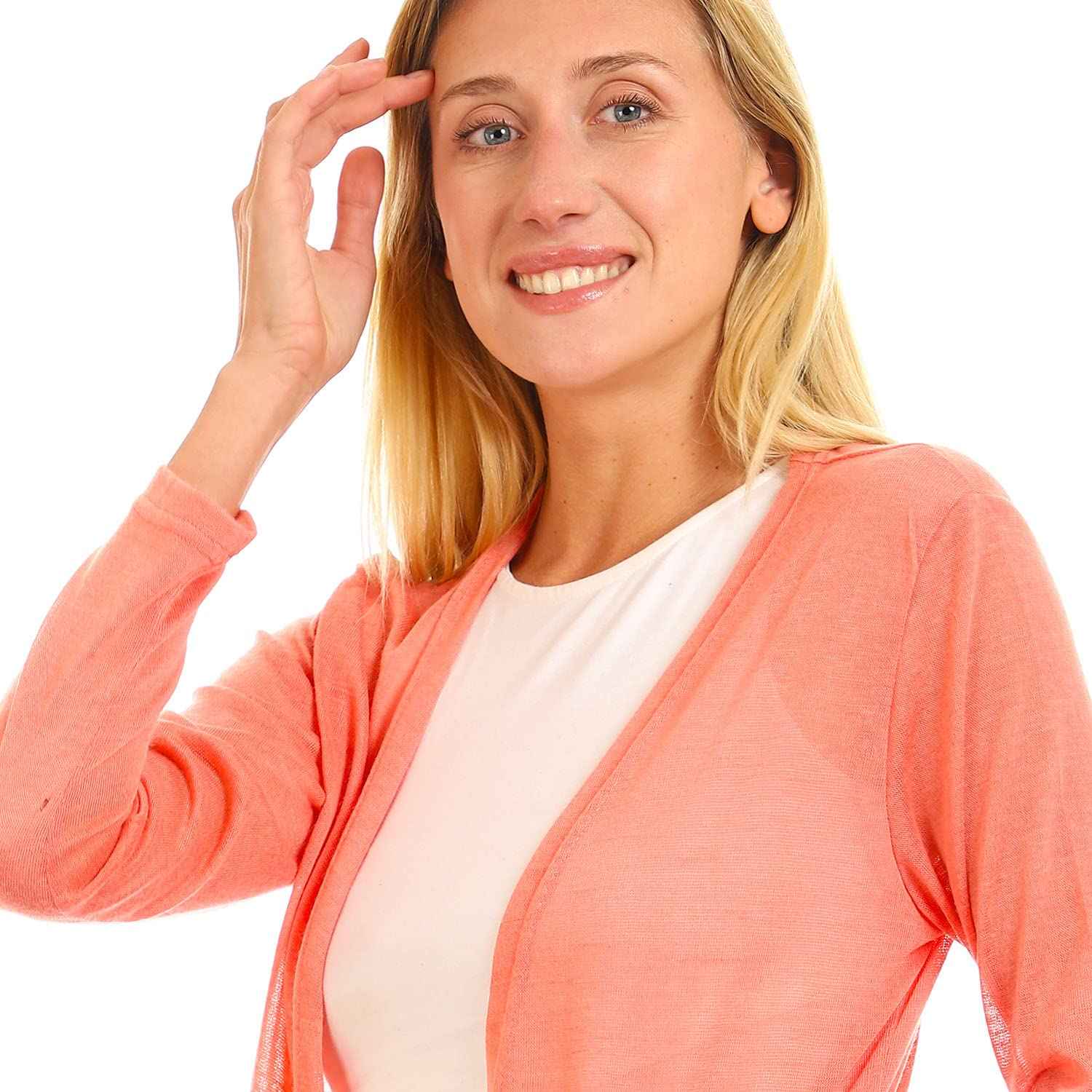 كارديجان جميلا للنساء بياقة مفتوحة وجيوب جانبية يوفر أسلوبًا أنيقًا وراحة مثالية. مصنوع من قماش ناعم وعالي الجودة