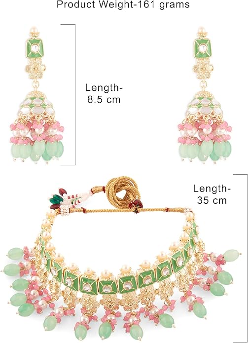 طقم مجوهرات نسائي من ماركة ZAVERI PEARLS موديل ZPFK13538 بتصميم ميناكاري 