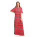 Kady Women's Long Printed Nightdress with Zipper and Round Neck - Safqqa Egypt