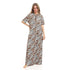 KADY  Zipped Short Sleeves Zebra Long Nightgown For Women,Soft and breathable fabric for maximum comfort.