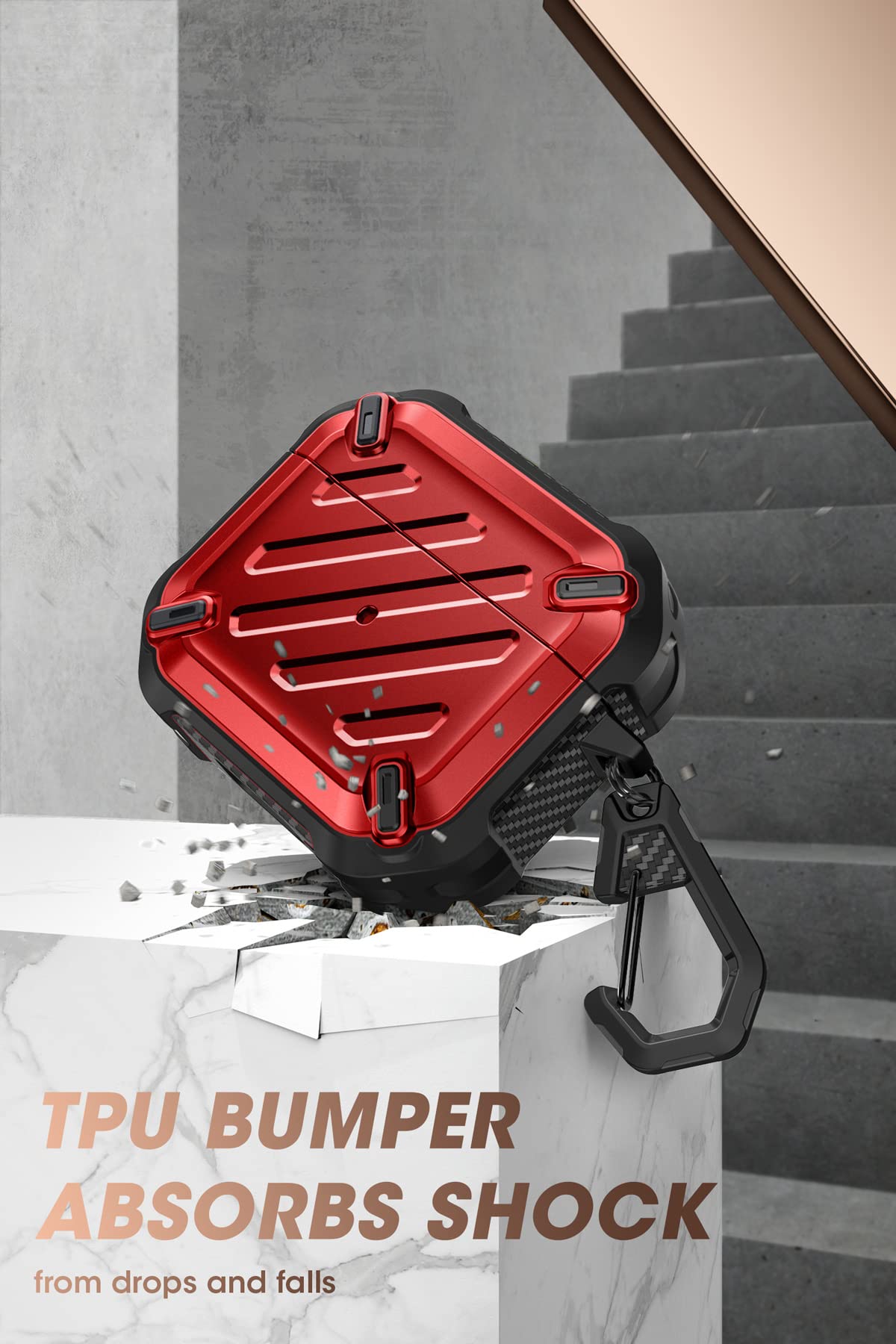 SUPCASE [Unicorn Beetle Pro Series] Case Designed for Airpods, Full Body Rugged Protective Case Compatiable with Apple AirPods 3rd - Red