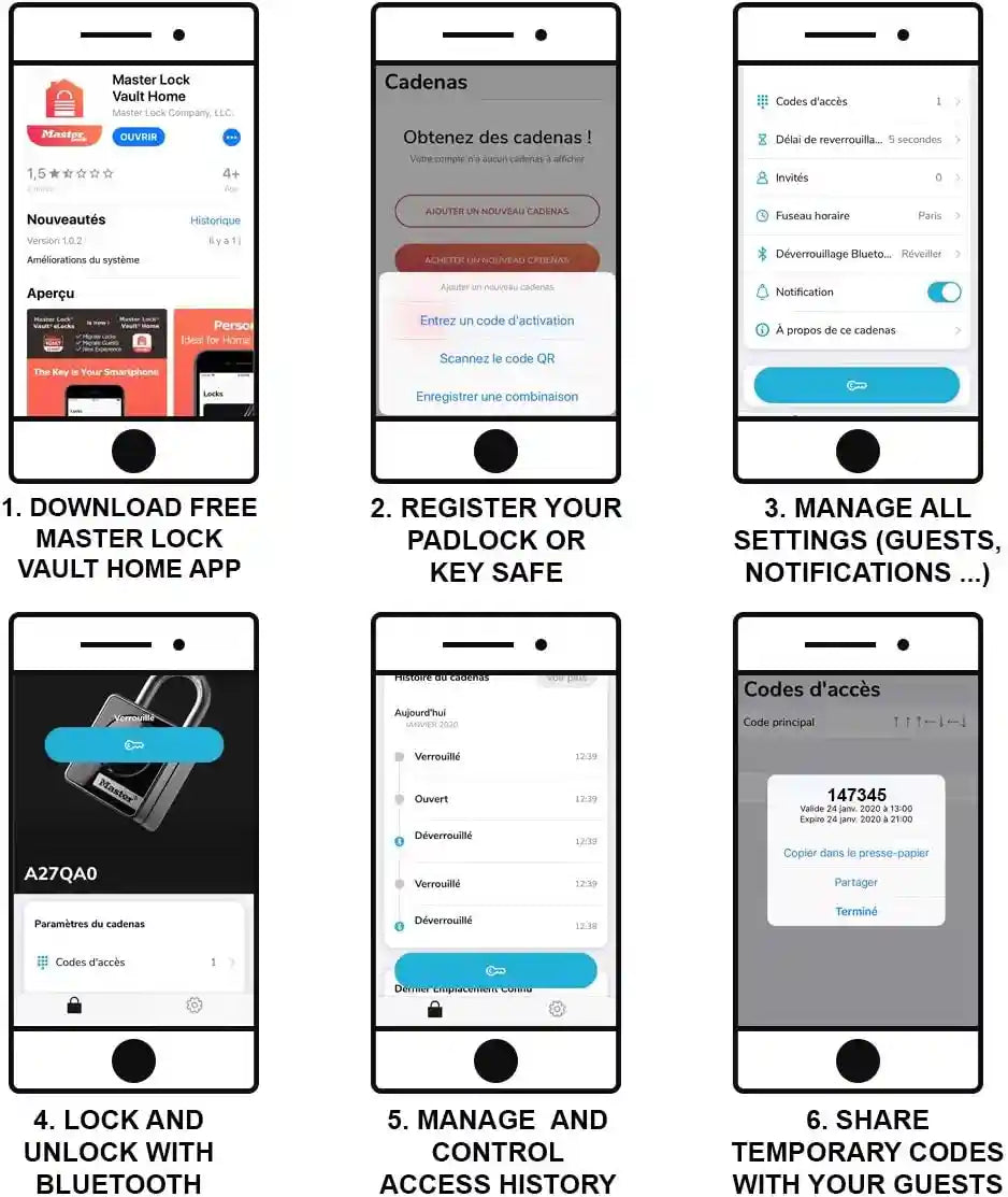 Master Lock Connected Key Safe [Bluetooth or Combination Access] [Shackle] [Outdoor] - 5440EURD - Select Access Smart Key Lock Box